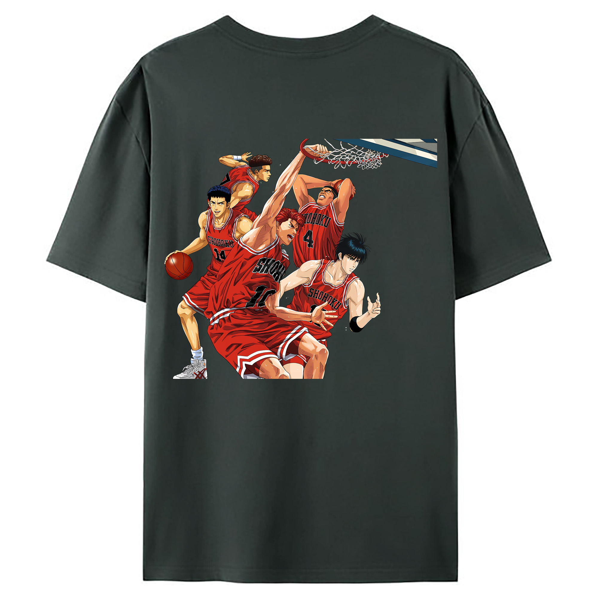 （画像用） SLAM DUNK／スラムダンク 綿100％ メンズ半袖Tシャツ（バックプリント） 通気性